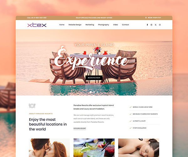 XTEX resort website design